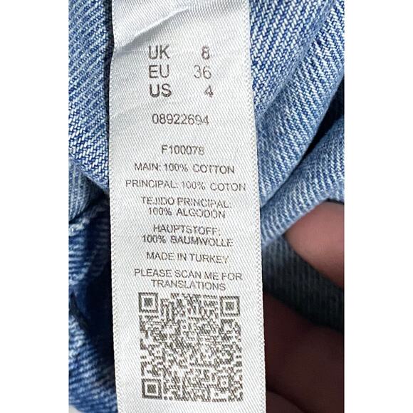 ASOS Design Tall Denim Mini Western Shirt Dress Womens 4 Puff Sleeves Cowgirl - Picture 7 of 7